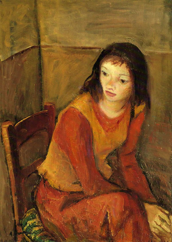 Figura seduta, anni ’60, olio su tela, cm 70x50, Napoli, collezione privata